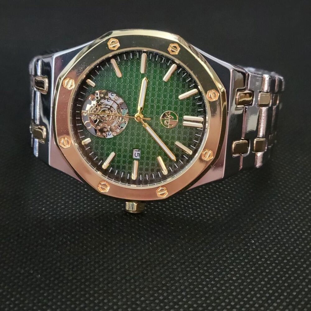 No-brand Men's Silver and Green Watch